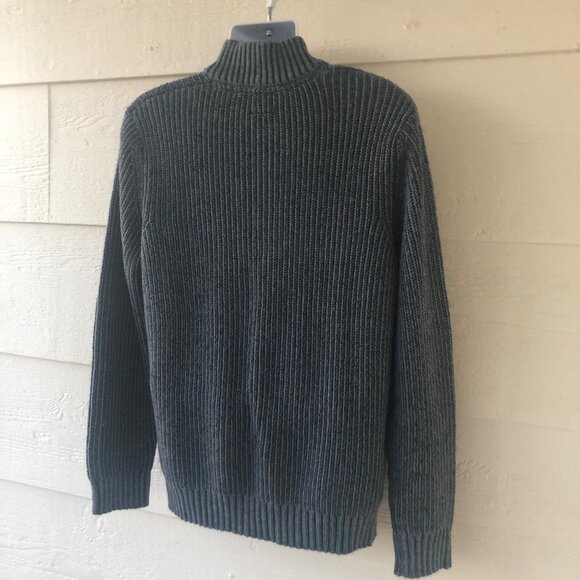 Bass Size L/G Men's Long Sleeve 1/4 Zip Heather Blue Sweater - Picture 13 of 14